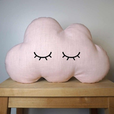 cadeau baby shower - Coussin nuage aux yeux fermés rose