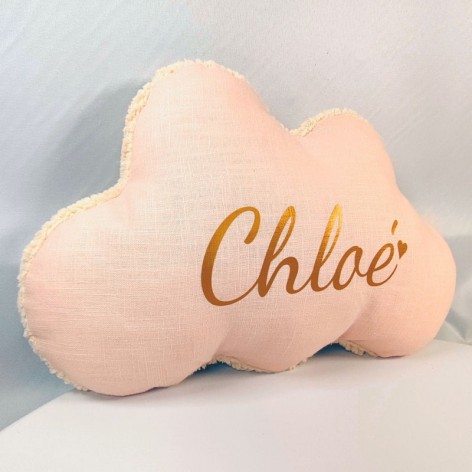 coussin nuage personnalisé en lin et fausse fourrure sherpa