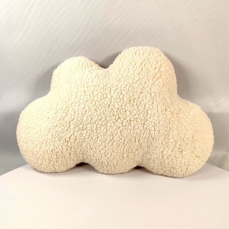 coussin nuage personnalisé en lin et fausse fourrure sherpa