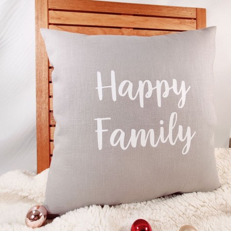 coussin happy family lin gris