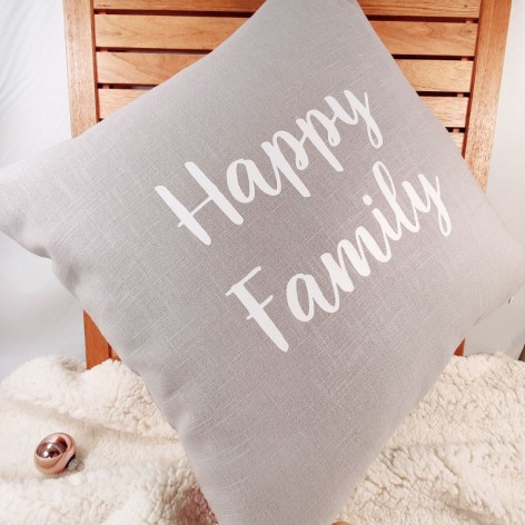 coussin happy family lin gris