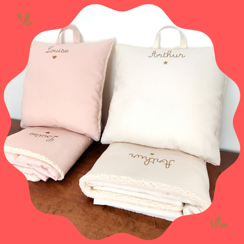 kit sieste maternelle coussin et couverture