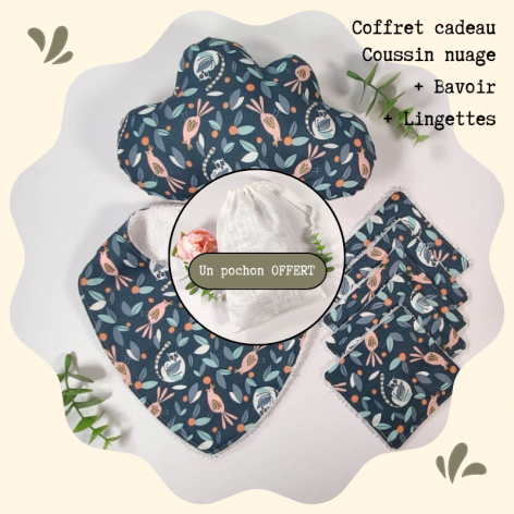 coffret cadeau naissance lingettes bavoir nuage