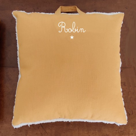 coussin sieste maternelle jaune moutarde